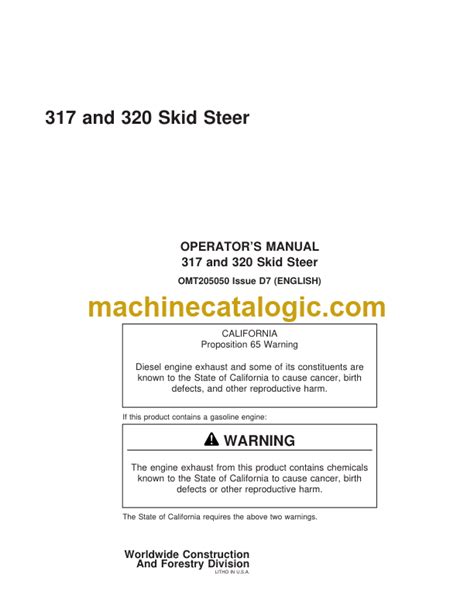 OMT205050: 317 and 320 Skid Steer, Block File: CP94658